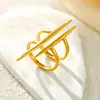Anel de Aço Titânio Prensado a Óleo Moda Transfronteiriça High-end Versátil Anel Aberto para Dedo Indicador Personalidade Nicho Design Sensorial Anel Feminino