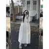 Tiro real~2026 Otoño Nuevo Estilo Bai Ri Shu Man Botón de Madera Vestido Plisado Casual para Mujer Falda Larga