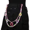 Cadena para pantalones de cintura con diseño de macarrón dulce y lindo de discoteca con estrella de cinco puntas acrílica de nuevo color de Europa y Estados Unidos para chica genial