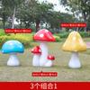 Adornos de plantas de simulación para exteriores, escultura de hongo pintada con dibujos animados, decoración de paisaje de jardín de fibra de vidrio verde para jardín de infantes