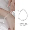 Pulseira de Prata Esterlina S925 Peixe Prateado Quebrado Pérola para Mulheres, Estilo Ins Design de Moda Nicho Pulseira de Amizade Atacado