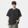 2026 Novo Estilo Estampa Integral Manga Curta Masculina Verão Estilo Hong Kong Design de Nicho Gola Redonda Camiseta Tamanho Plus Solta Manga de Cinco Pontos