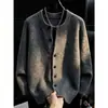 Suéter de Tricô Solto Cor Café Melanóide para Homens e Mulheres Inverno Corta-Vento Quente Camada de Roupa Estilo Preguiçoso Americano Relaxado Roupa Externa