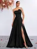 Vestido Elegante de Estilo Nuevo Europeo y Americano, Sexy, Ajustado, sin Tirantes, Ceñido a la Cintura, con Abertura, Vestido de Gala de Alta Gama para Fiesta Nocturna