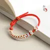 Pulseira Flor de Pessegueiro Feminina Corda Vermelha Corda Artesanal Nó Flor de Pessegueiro Fio Contas de Transferência Douradas Pulseira de Joias DIY Corda