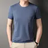 Camiseta de Manga Corta con Cuello Redondo Creada sin Costuras para Hombre de Mediana Edad Color Sólido Verano Casual Todo Fósforo Top Papá Venta al por Mayor Transfronteriza