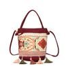 Bolsa cubo con borlas de viento nacional, bolsa de viento antiguo, bolsa de mujer, textura más delgada, bolsa de moda portátil