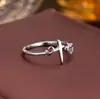 Anel de Prata Esterlina 925 100 Nomes de Família Nomes de Família Feminino Novo Amor Design de Nicho Anel de Dedo Aberto Versátil Presente