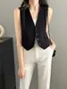 Chaleco de traje para mujer, nueva prenda exterior de primavera/verano, adecuado para usar en capas, chaleco corto negro