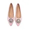 Zapatos Planos de Ante Francés 2025 Primavera y Otoño Nuevos Zapatos para Mujer Boca Baja Punta Fina Hebilla Redonda de Pedrería Zapatos Planos Hebilla de Copo de Nieve para Mujer