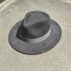 Chapéu de jazz retrô britânico para outono e inverno para mulheres, chapéu de lã com decoração de fita, chapéu quente e que afina o rosto de aba reta