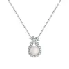 Collar de Plata de Ley S925 con Gato Gatito Dulce y Calcedonia para Mujer, Collar de Trébol de Cuatro Hojas, Fresco y Elegante, Cadena de Clavícula de Alta Gama
