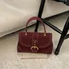 Bolsa Quadrada Pequena de Mão Estilo Coreano Simples Retrô para Mulheres 2025 Novo Estilo de Inverno Costura Luxo Leve Cor Pura Bolsa de Ombro Único Transversal
