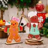 Decoraciones Navideñas Nuevas Transfronterizas Pareja Hombre de Jengibre Hombre de Galleta de Navidad Adornos de Escritorio Navideño Adornos de Madera Navideños