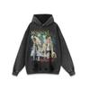 Sudadera con Capucha Estampada de Dibujos Animados American Street Fun para Hombre y Mujer, Moda Nacional Hip Hop, Estilo Lavado Antiguo de Manga Larga