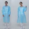 Bata de Aislamiento Azul de Polipropileno No Tejido con Puños de Punto, Banda Elástica, Uso Inverso, Transpirable, Mono Desechable