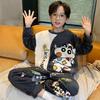 Pijamas para niños Niños grandes Otoño e Invierno Franela con forro polar Engrosado Ropa para el hogar Traje cálido de forro polar coral para niños/adolescentes