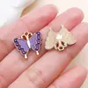 Estilo Ins Morado Soñador Aleación Goteo de Aceite Pluma Corazón de Uva Colgante DIY Pendientes Llavero Pulsera Accesorios de Joyería