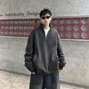 Sudadera de cuello retro estilo americano para hombre, otoño, nueva, estilo japonés, estilo Hong Kong, pesada, para pareja, top de manga larga con media cremallera