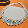 Nuevo Conjunto de Joyería Lleno de Circonita Industria Pesada Moda Exagerada Europea y Americana Transfronterizo Banquete Joyas de Colores de Alta Gama Collar Pendientes