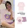 Pijama para Mujer Verano Manga Corta Dulce Estilo Coreano Dibujos Animados Estudiante Casual Holgado Talla Grande Ropa para Dormitorio Hogar con Almohadillas en el Pecho