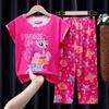 Pijama infantil de verão meninas princesa fina calças de manga curta meninas verão dos desenhos animados dos desenhos animados roupas terno