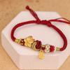 Pequeña Cuerda de Mano de Flor de Durazno para Mujer Diseño Nicho Ins Elegante Retro Marca de la Suerte Pulsera de Cuerda Roja Cuerda de Mano para Mujer