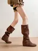 Botas Martin para Mujer en Stock con Tacón Grueso, Aumento Oculto de Altura, Botas de Caña Media Sueltas Estilo Bootcut, Botas Vaqueras, Botines, Botas de Motocicleta para Mujer