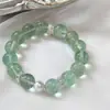 Pulsera de Fluorita Verde Natural para Niñas, Joyería Exquisita de Diseño Nicho, Pulsera de Cuentas de Cristal Verde que Atrae la Fortuna, Idea de Regalo