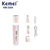 Suministro Directo del Fabricante Kemei Km-3024 Set de Aseo Cuatro en Uno para Mujer Recortador Eléctrico de Vello Nasal Depilador de Cejas