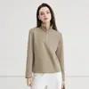 Camiseta interior básica de lana merino de color liso con media cremallera para pareja, antibacteriana 10A, cálida de manga larga, en stock