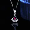 Collar de Plata de Ley s925 con Colgante de Zircón de Color Gota de Agua para Mujer, Diseño de Nicho, Colgante de Falda Pequeña, Joyería en Vivo al por Mayor