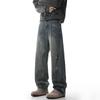 Calça Jeans Splash Ink Masculina 2025 Nova Moda Outono e Inverno Marca Fashion Solta Estilo Americano High Street Lavada Velha Reta