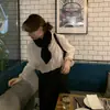 Bufanda para Mujer Otoño e Invierno Tejida Nueva Engrosada de Moda Cruzada Cálida Lana Felpa Cuello de Lana Estilo Coreano
