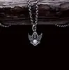 Colar de prata de lei S925 com pingente de asas de anjo vintage em formato de coração com diamante, joias de caveira da moda e exclusivas para atacado