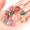 Joyería Jingdian, accesorios de azúcar cuadrados con corte de fluorita de color natural, bricolaje, semiacabados, accesorios cuadrados con un solo agujero pasante, venta al por mayor