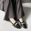 Retro Literário Batido Texturizado Couro Bovino Lavado Dupla Face Mary Jane Primavera 2025 Plano Bico Arredondado Couro Genuíno Sapatos Individuais para Mulheres