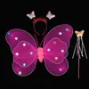 Alas de Mariposa Luminosas Transfronterizas Decoración de Espalda para Niña Juguete Flash Infantil Varita Mágica de Hada Conjunto de Tres Piezas de Hada de las Flores
