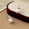 Estilo japonês e coreano simples colar de pérolas de zircão flash pingente de diamante luz de luxo high-end estilo francês brincos e anéis moda jóias