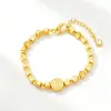 Nova Pulseira de Moeda de Cobre Dourado Areia Estilo Chinês Vietnamita para Mulheres, Pulseira do Deus da Riqueza de Cinco Vias Estilo Palácio, Joias de Cor Duradoura Resistente ao Desbotamento Fornecimento Direto