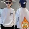 Moletom Infantil para Crianças Maiores, Primavera, Outono, Inverno, Forrado com Fleece, Quente, Manga Longa, Esportivo, Estilo Chinês, Pulôver Básico Infantil para Meninos