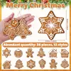 12 Peças de Enfeites de Madeira Planos 2D em Estilo Rústico Apresentando Flocos de Neve e Bonecos de Pão de Gengibre para Árvore de Natal e Decoração de Casa