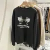 Moletom Redondo Estampado de Desenho Animado Retro Americano para Mulheres no Outono e Inverno Novo Design Casual Versátil Preguiçoso Solto Top