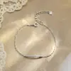Moderna Nueva Fila de Pulseras de Diamantes Plata de Ley S925 Extremadamente Fina Simple Brillante Exquisita Lujo Accesible Elegante Versátil Joyería de Mano