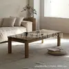 Mesa Pequena Baixa de Madeira de Ulmeiro Minimalista Estilo Wabi-Sabi para Uso Doméstico, Mesa de Centro Retangular para Sala de Estar de Pousada, Mesa Lateral de Madeira Natural para Sofá