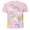 Nova camiseta de verão 2022 Menina Unicórnio infantil desenho animado poliéster top para meninas fofas