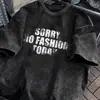 [Transfronteiriço 230g] Camiseta Masculina de Algodão Pesado com Estampa Desgastada 'Sorry No Fashion Today' -