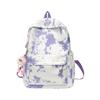 Mochila escolar teñida anudada 2024 para estudiantes universitarias, sencilla y combinable, mochila para estudiantes de secundaria de nicho transfronterizo.
