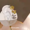 Estilo Ins Coreano Zirconia Doble Capa Estampado Mango Estrella Clip para Hélice de Oreja Ligero Lujo Sensación de Gama Alta Sin Perforación Pendientes de Clip de Hueso de Oreja de Moda