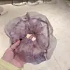 Elástico de Cabelo Romântico Fofo de Organza com Estampa de Strass para Mulheres, Versátil Estilo Coreano Suave para Penteados de Coque